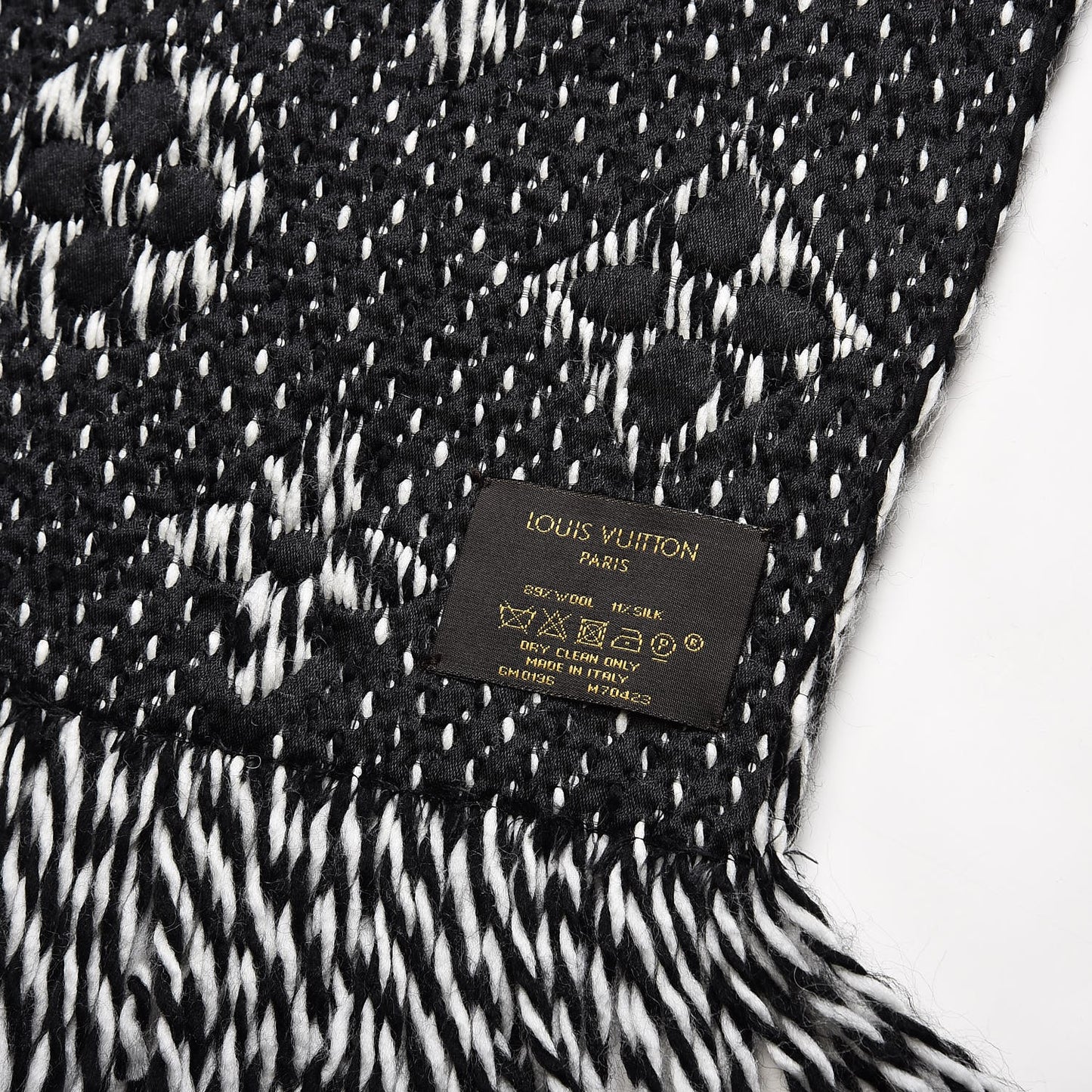 Wool Silk Logomania Mix Scarf Black