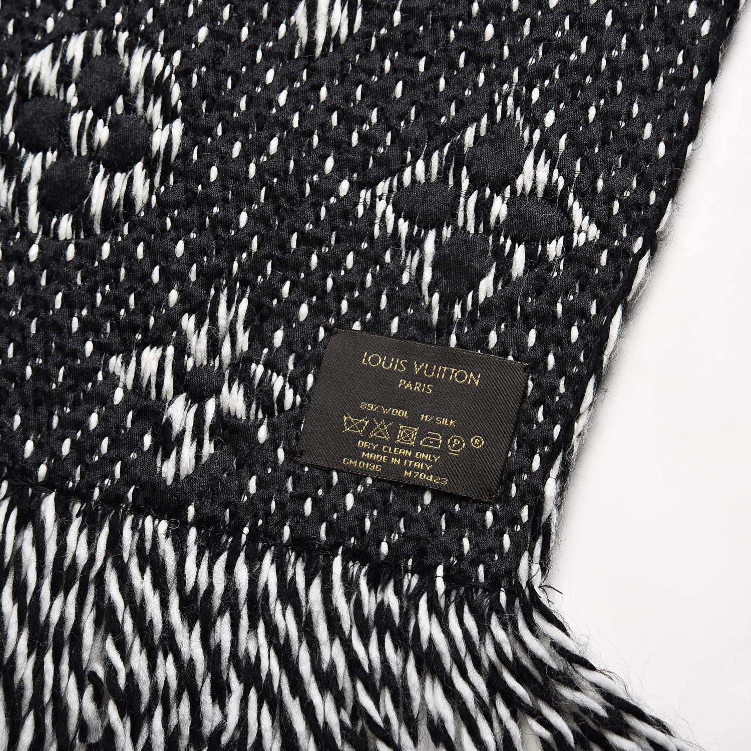 Louis Vuitton Wool Silk Logomania Mix Scarf Black 4 of 4