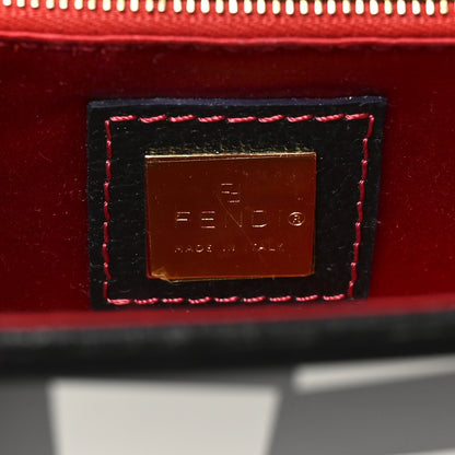 Fendi Pigskin Plexiglass Geometric Shoulder Bag Black White Red 6 of 9