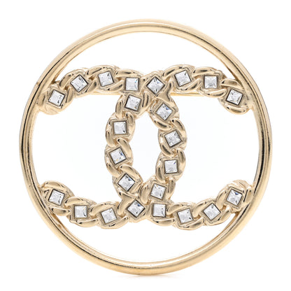 Chanel Crystal Round CC Brooch Gold 1 of 4