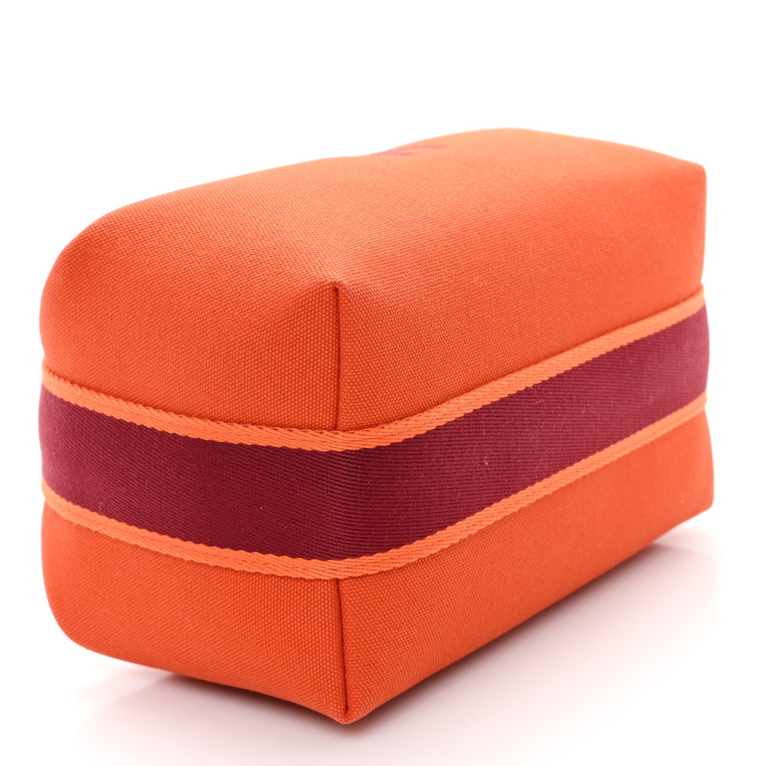 Hermes Canvas Small Bride-A-Brac Pouch Orange Burgundy 4 of 8