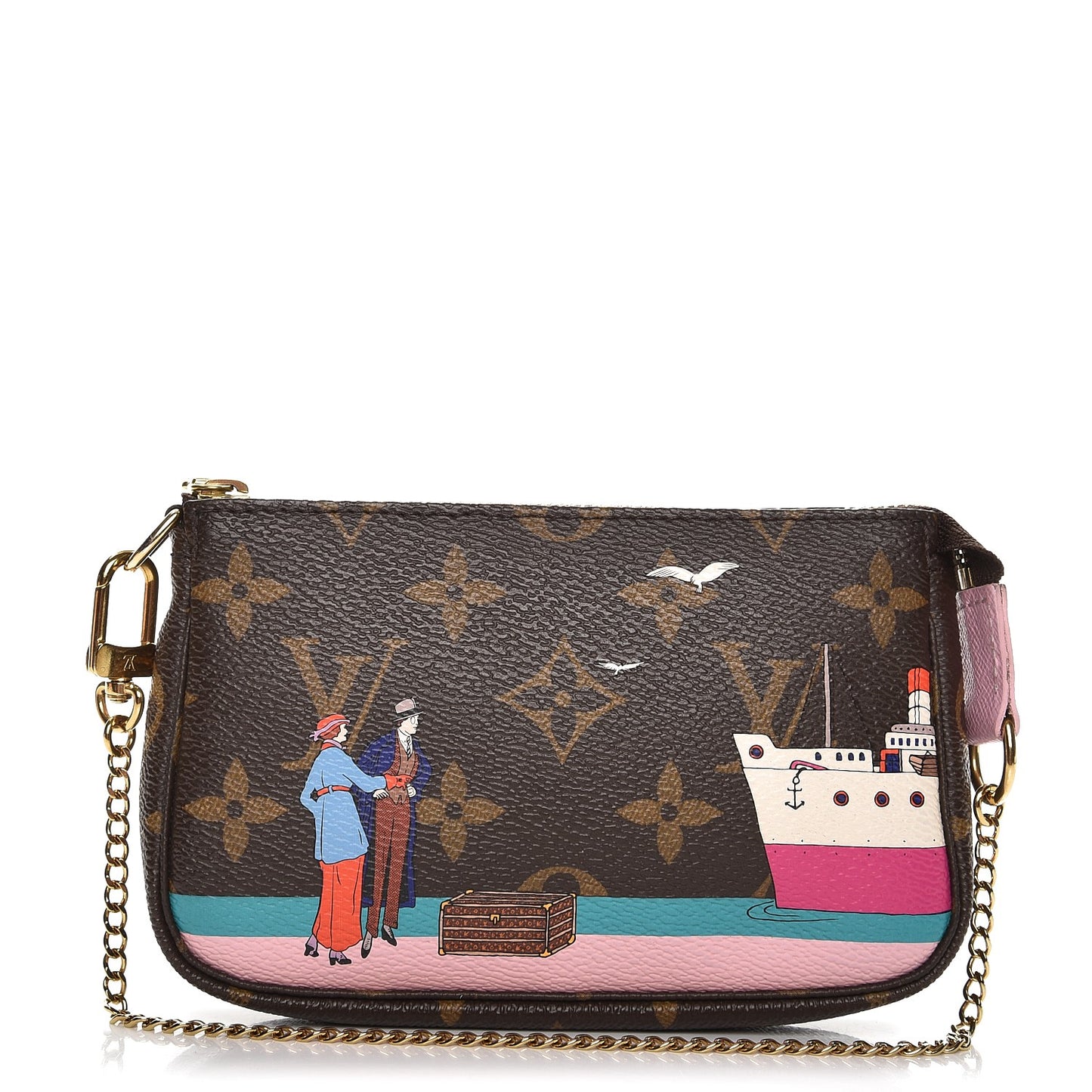 Monogram 2016 Christmas Animation Mini Pochette Accessories Rose Ballerine