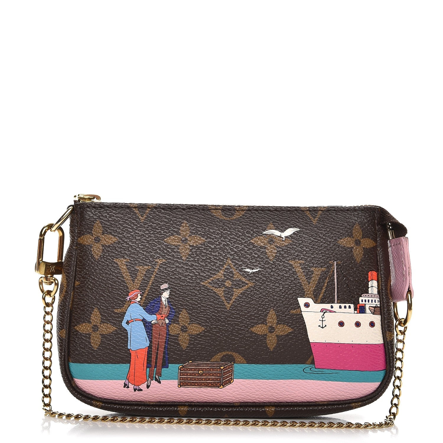 Louis Vuitton Monogram 2016 Christmas Animation Mini Pochette Accessories Rose Ballerine 1 of 7