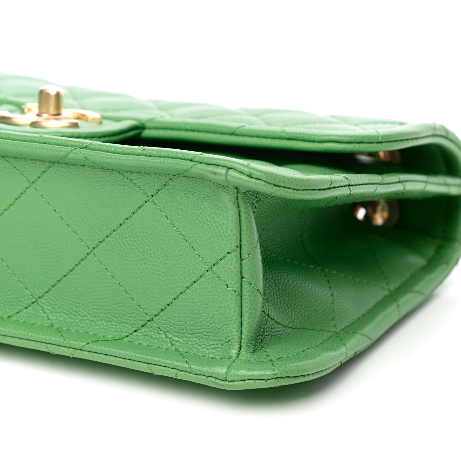 Chanel Caviar Quilted Medium Sweet Classic Flap Green 9 of 10