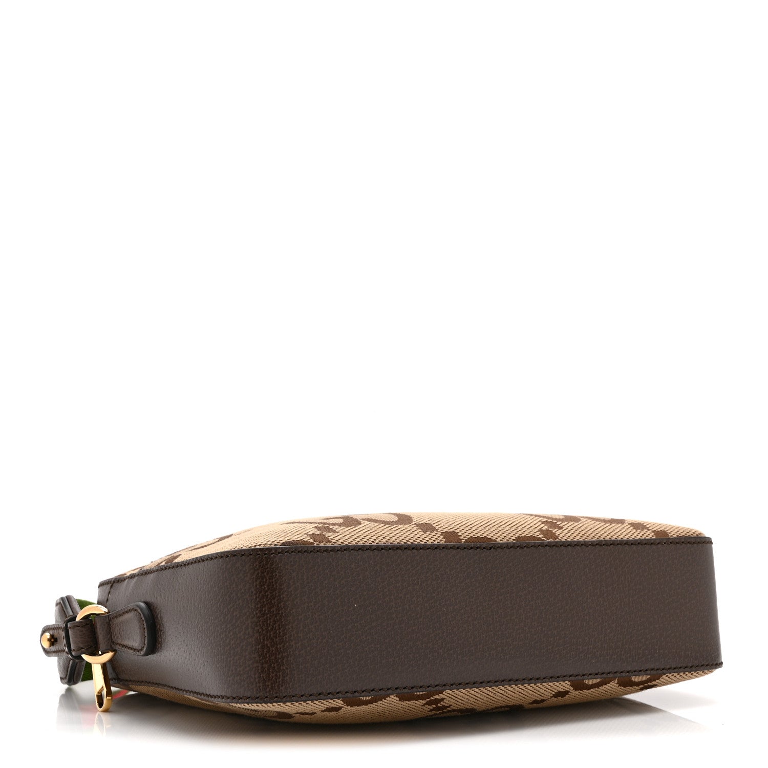 Gucci Monogram Jumbo GG Textured Dollar Calfskin Web Messenger Shoulder Bag Camel Ebony New Acero 4 of 11