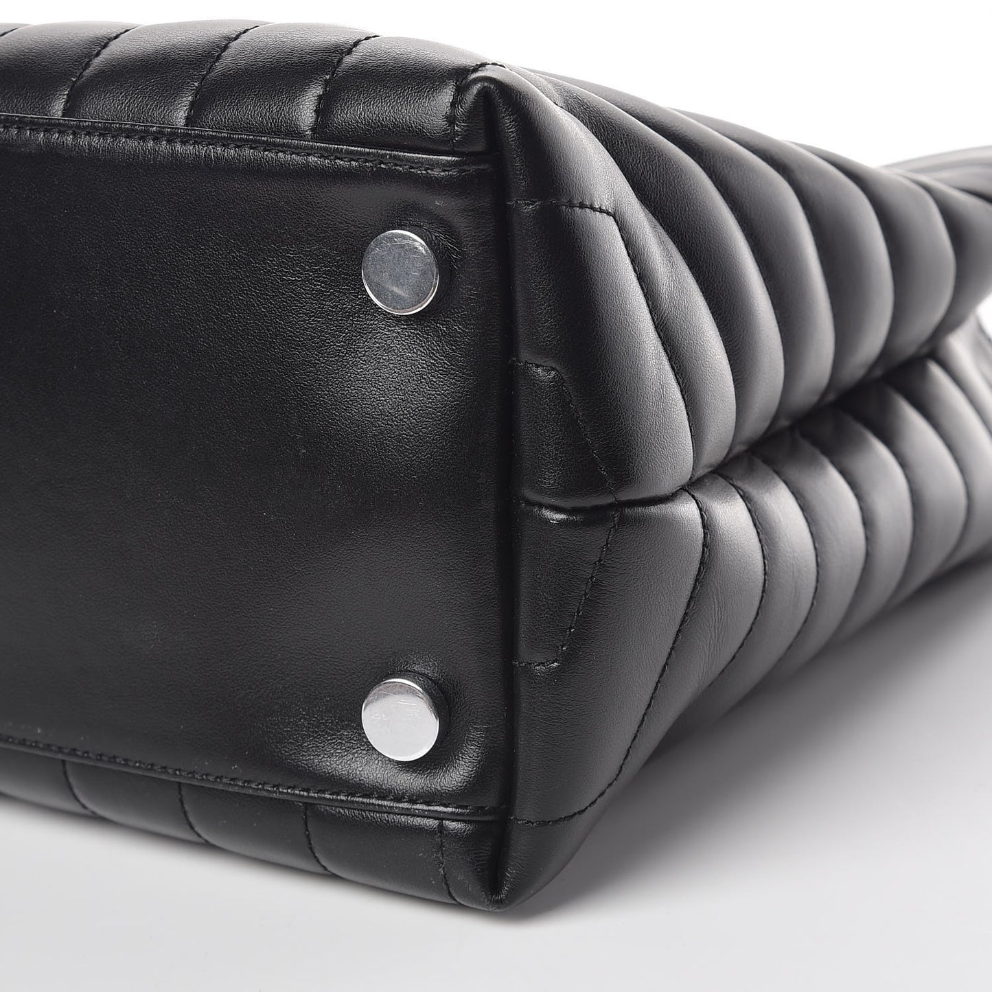 Calfskin Y Quilted Monogram Large Loulou Shopper Black