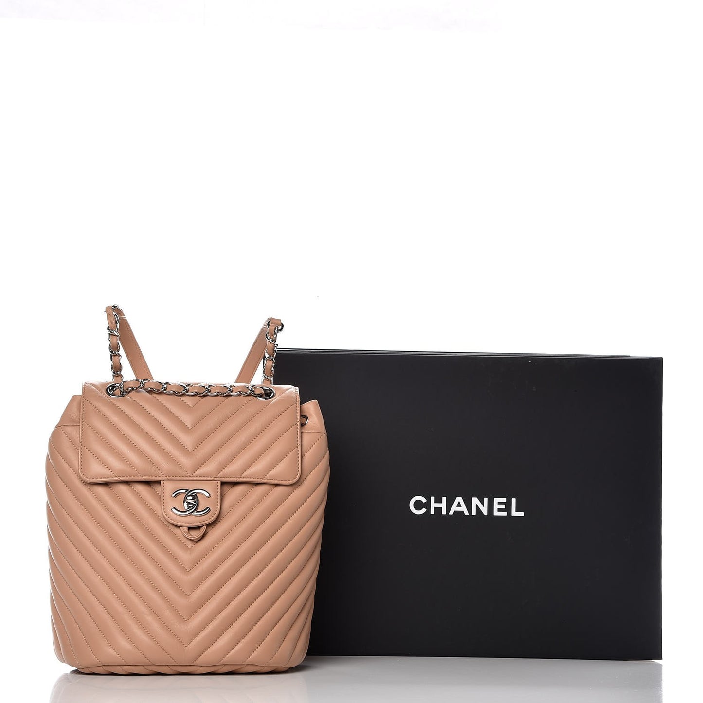 Calfskin Chevron Quilted Small Urban Spirit Backpack Beige