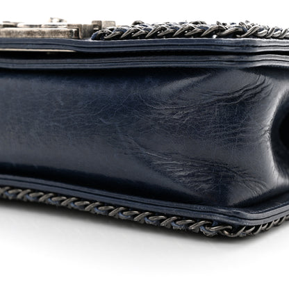 Chanel Glazed Calfskin Quilted Small Boy Chained Flap Navy 10 of 12