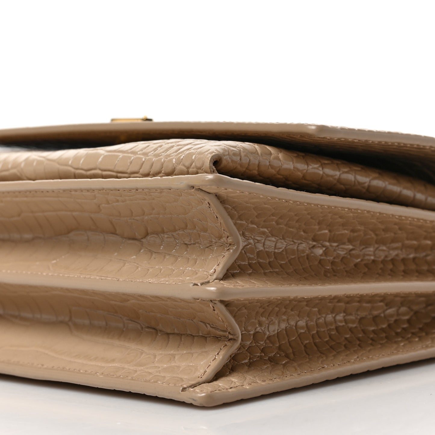 Calfskin Crocodile Embossed Medium Monogram Sunset Dark Beige