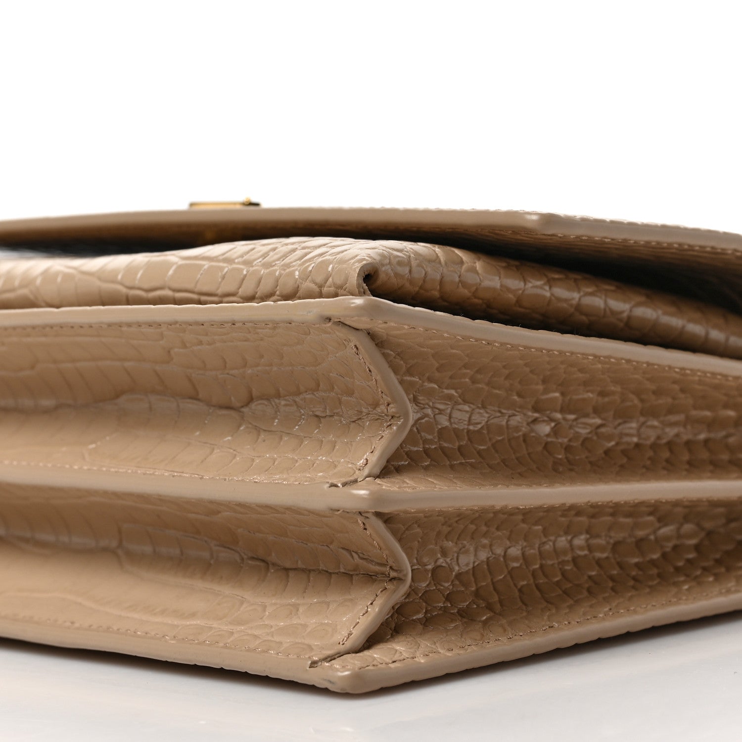 Saint Laurent Calfskin Crocodile Embossed Medium Monogram Sunset Dark Beige 8 of 8