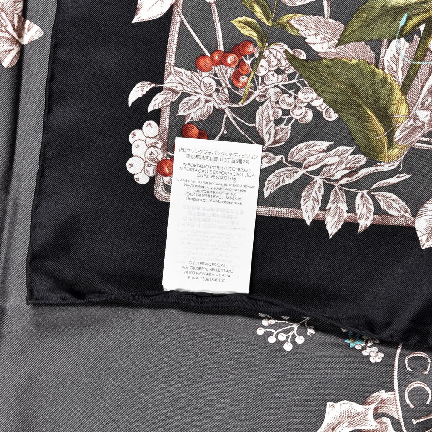 Silk Twill Wondergardenia Square Scarf Anthracite