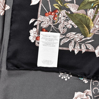 Gucci Silk Twill Wondergardenia Square Scarf Anthracite 3 of 4