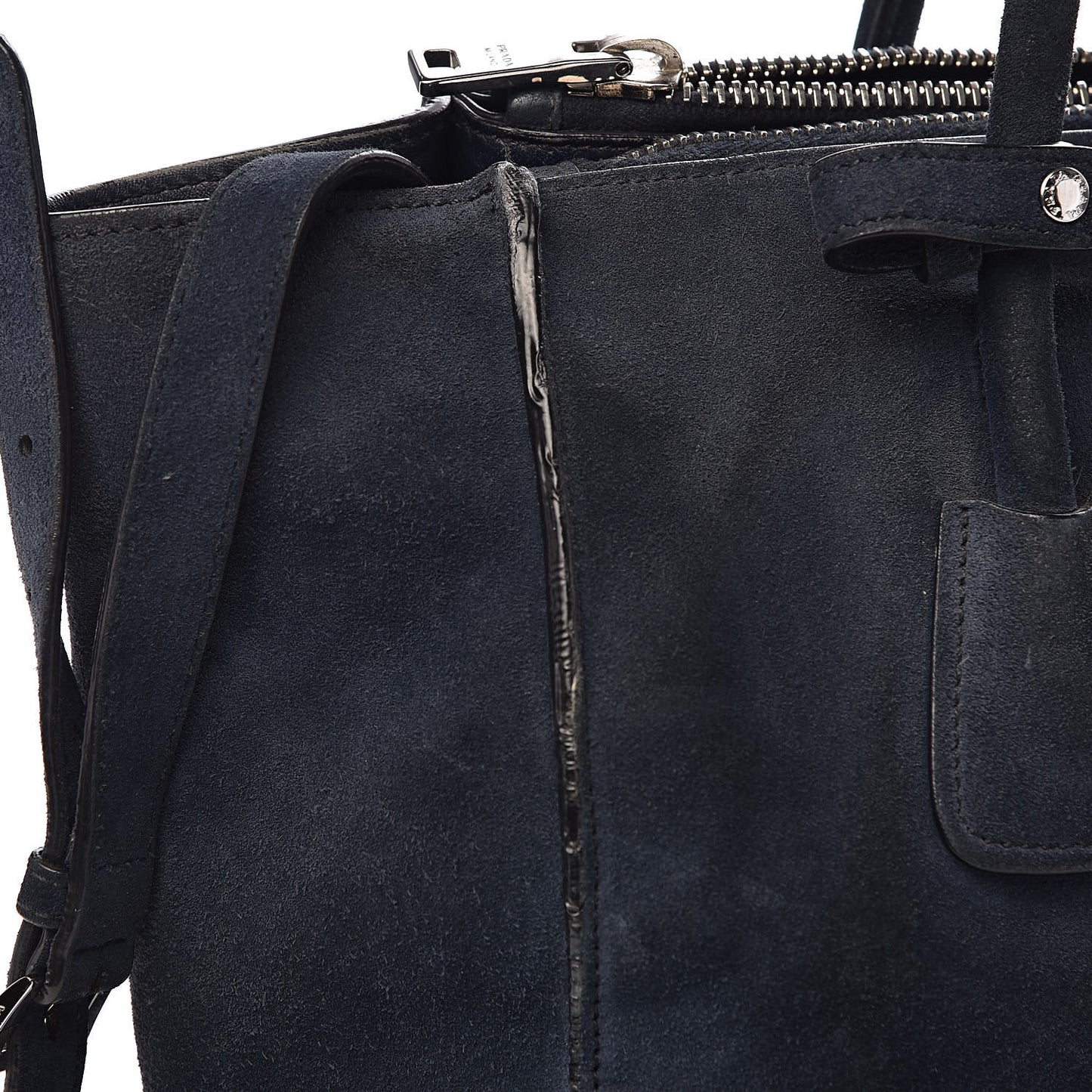Suede Scamosciato Twin Pocket Tote Oltremare