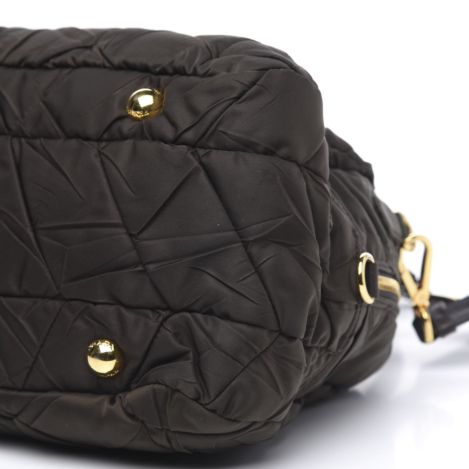 Prada Tessuto Nylon Chevron Quilted Dome Satchel Ebano 9 of 10