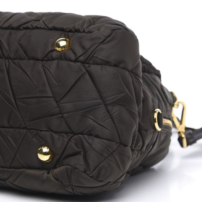 Prada Tessuto Nylon Chevron Quilted Dome Satchel Ebano 9 of 10