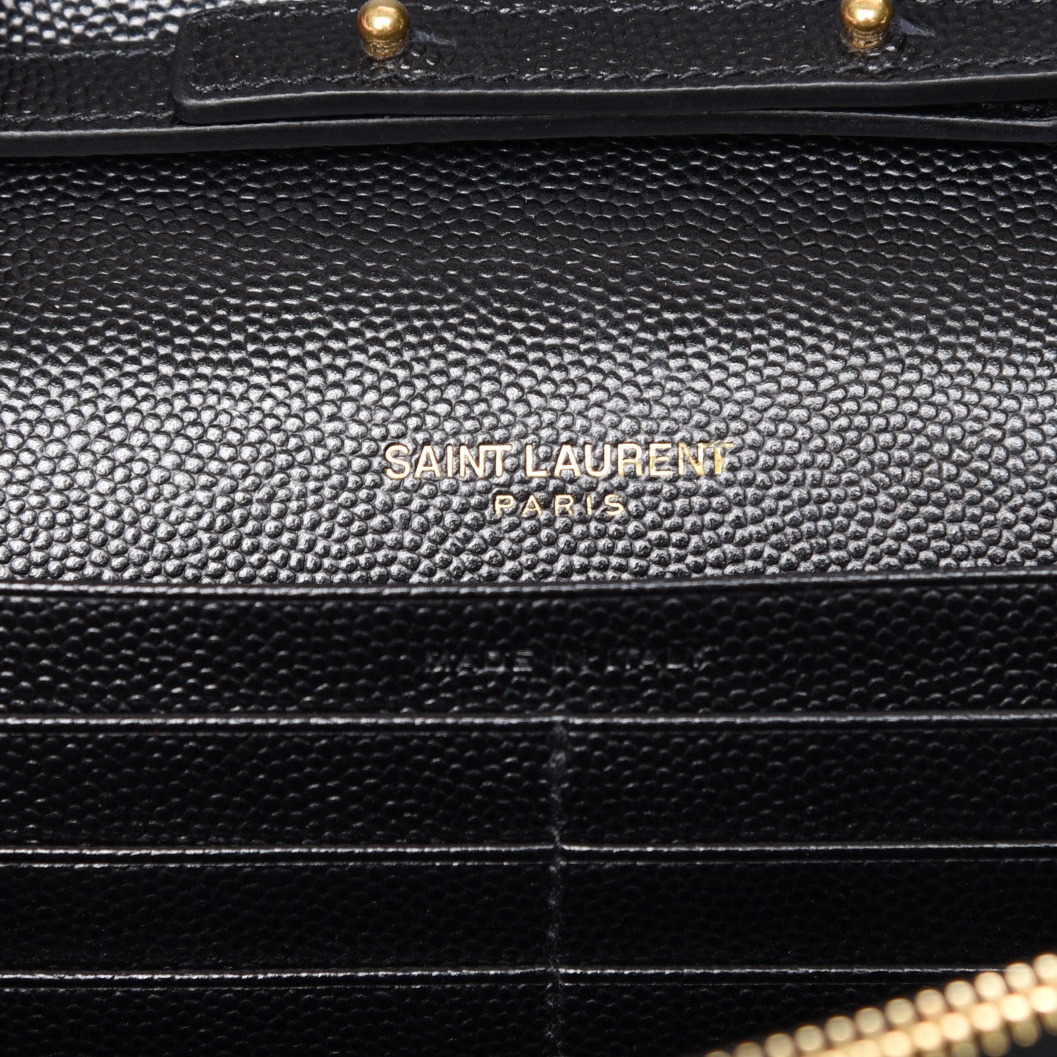 Saint Laurent Grain De Poudre Matelasse Chevron Monogram Chain Wallet Black 6 of 7
