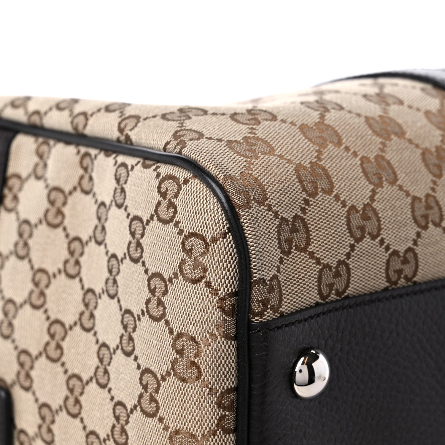 Gucci Monogram Dollar Calfskin Boston Duffle Bag Beige Ebony Testa di Moro Marrone Scuro 8 of 12