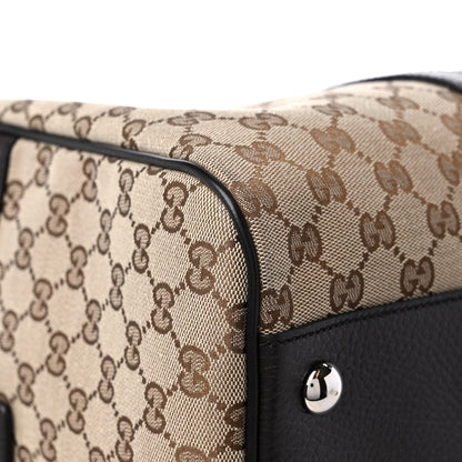 Gucci Monogram Dollar Calfskin Boston Duffle Bag Beige Ebony Testa di Moro Marrone Scuro 8 of 12