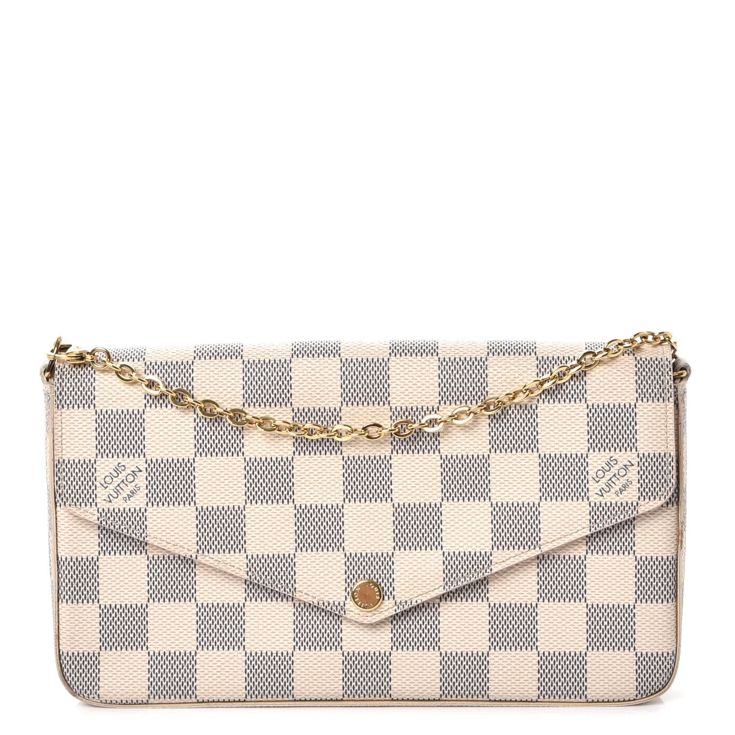 Louis Vuitton Damier Azur Pochette Felicie Chain Wallet Rose Ballerine 1 of 17