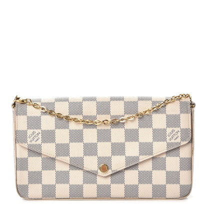 Louis Vuitton Damier Azur Pochette Felicie Chain Wallet Rose Ballerine 1 of 17