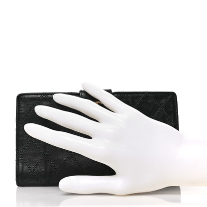 Chanel Lambskin Diamond Stitched French Wallet Black 2 of 8