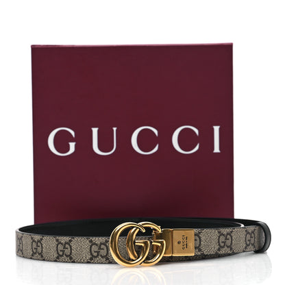 Gucci Calfskin GG Supreme Monogram Double G Reversible 20mm Belt 80 32 Beige Ebony Black 5 of 5