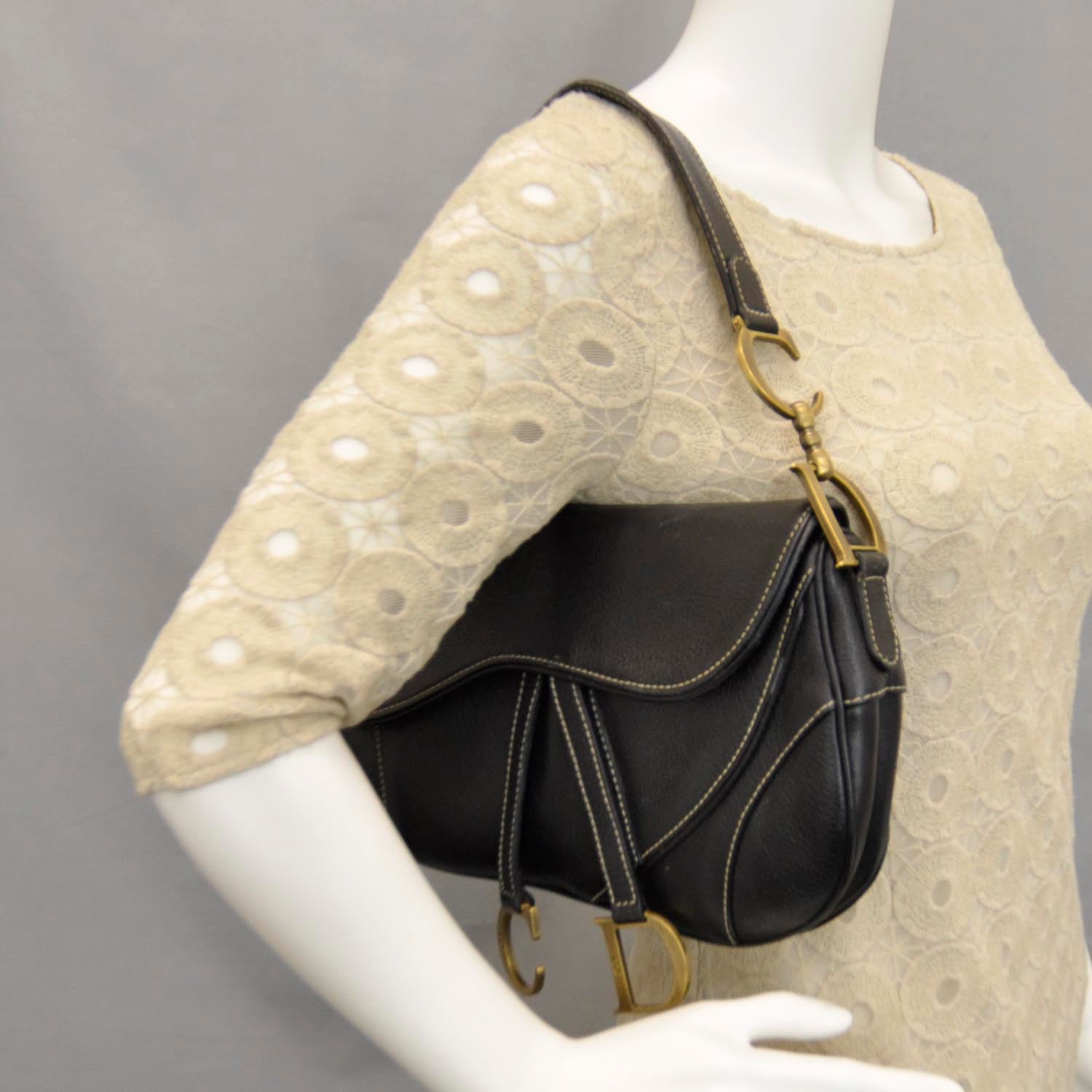 Christian Dior Leather Saddle Bag Black 2 of 10