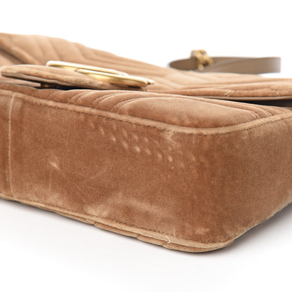 Gucci Velvet Matelasse Medium GG Marmont Shoulder Bag Taupe 8 of 9