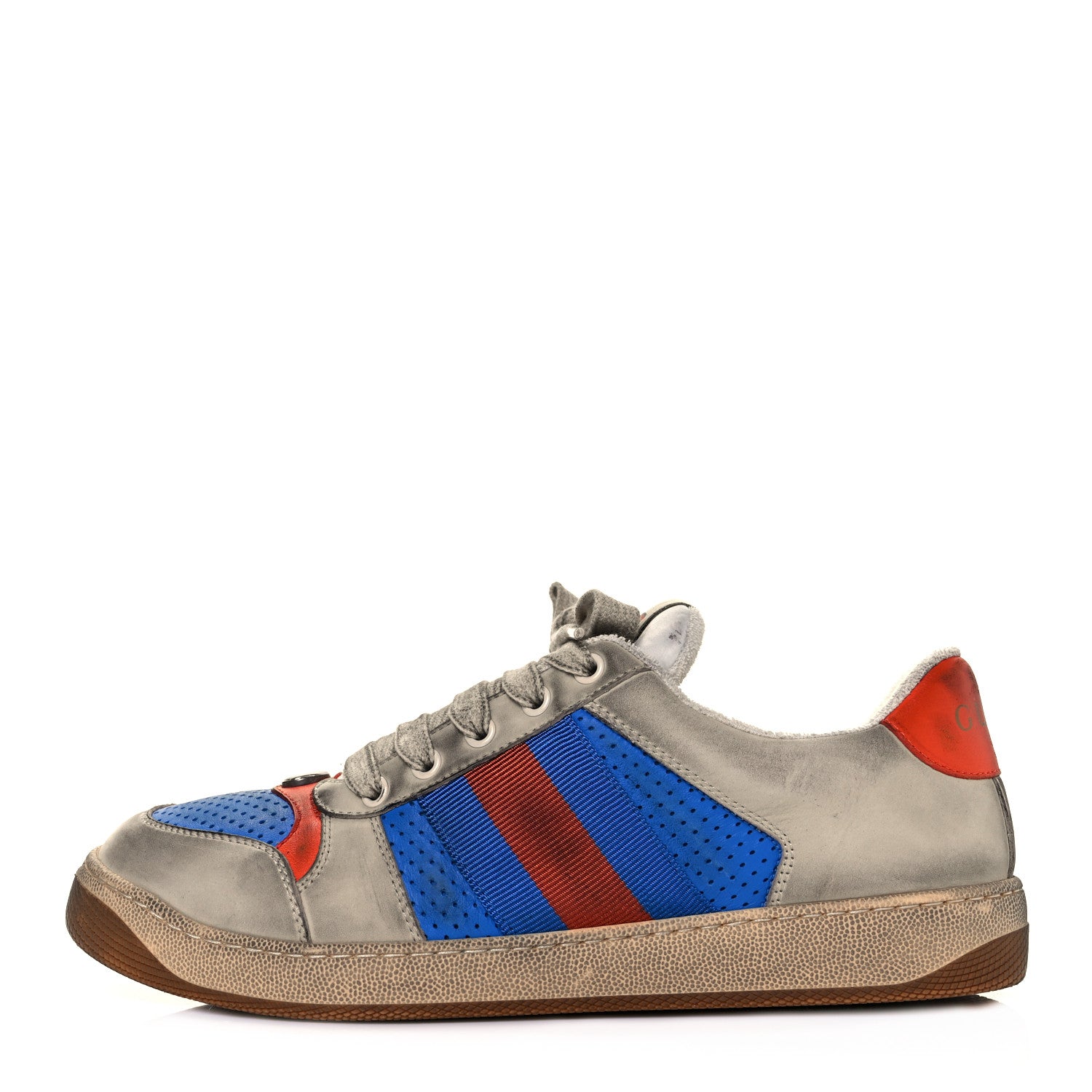 Gucci Nubuck Web Mens Screener Sneakers 7 Dusty Milk Bright Splash Dusty Orange 1 of 9