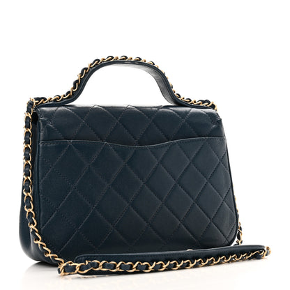 Chanel Lambskin Quilted Small Chain Infinity Top Handle Flap Blue 3 of 10