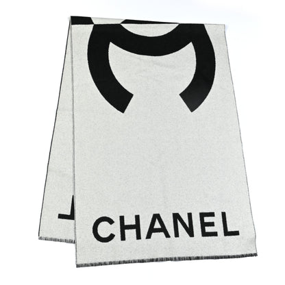 Chanel Cashmere CC Fringe Stole Black White 3 of 5