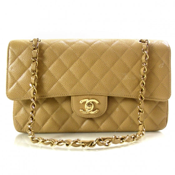 Chanel Caviar Quilted Medium Double Flap Beige 1 of 13