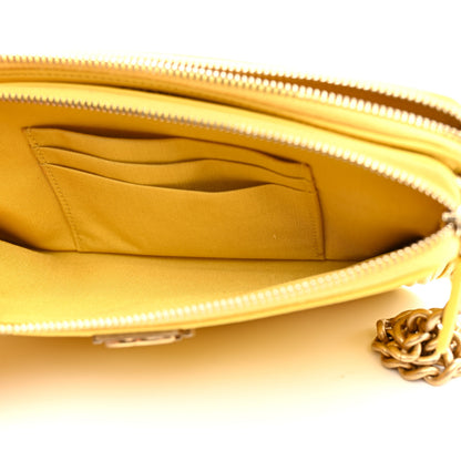 Chanel Caviar Quilted Small Boy Clutch With Chain Yellow 6 of 17