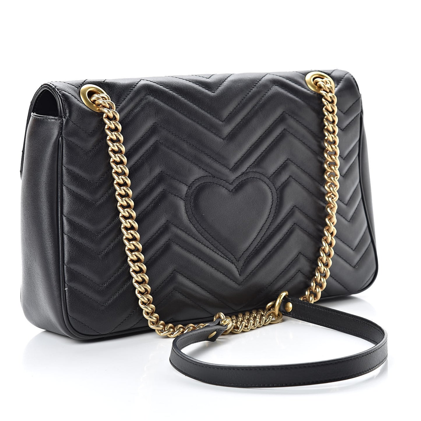Calfskin Matelasse Medium GG Marmont Shoulder Bag Black