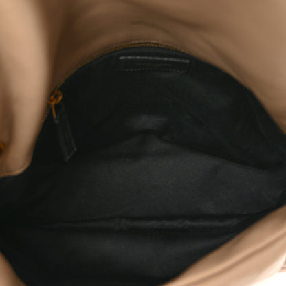 Saint Laurent Lambskin Quilted Medium Loulou Puffer Monogram Chain Satchel Dark Beige 6 of 12