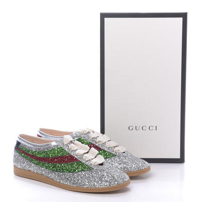 Gucci Glitter Fabric Web Mens Falacer Sneakers 11 Silver 10 of 10