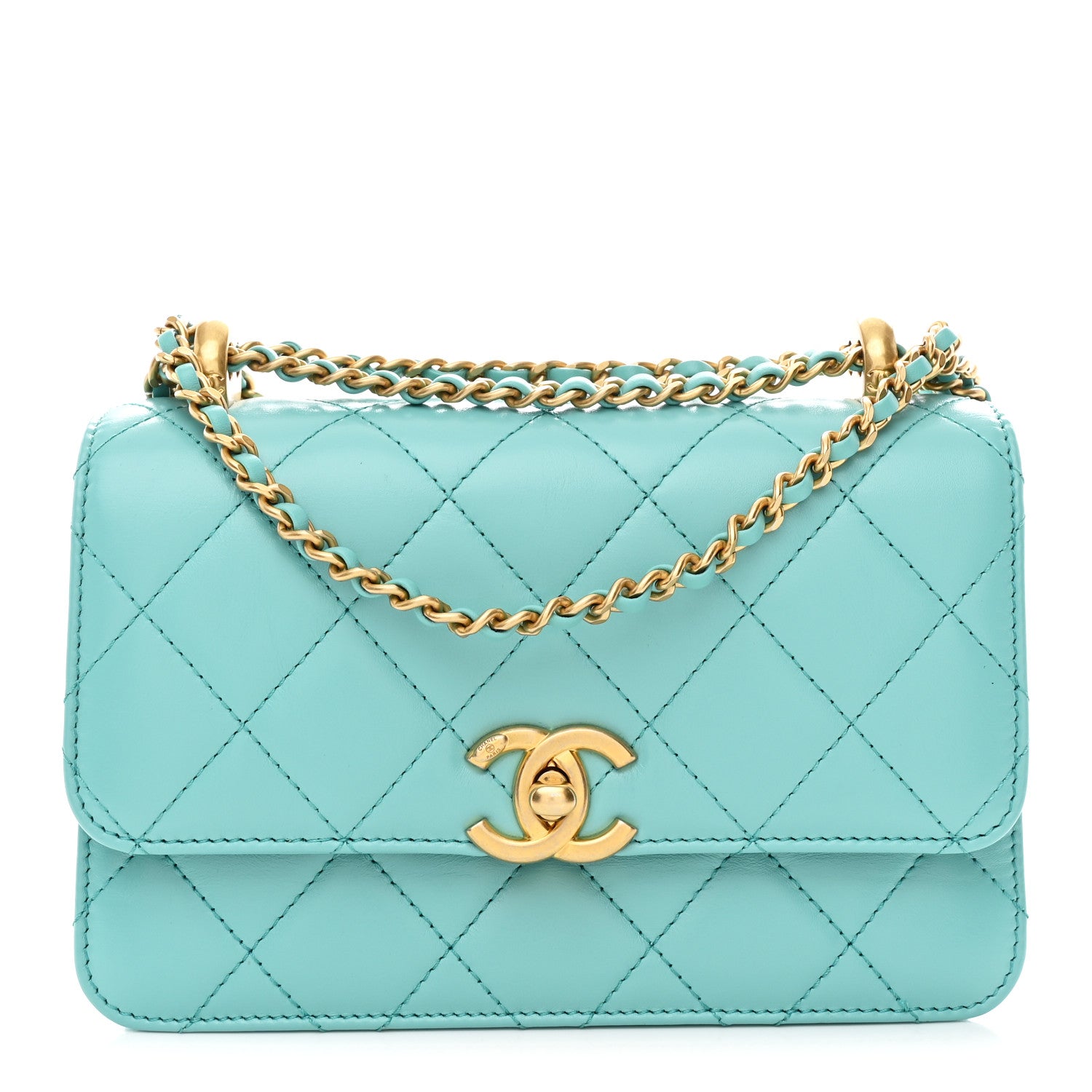 Chanel Calfskin Quilted Mini Perfect Fit Flap Turquoise 1 of 10