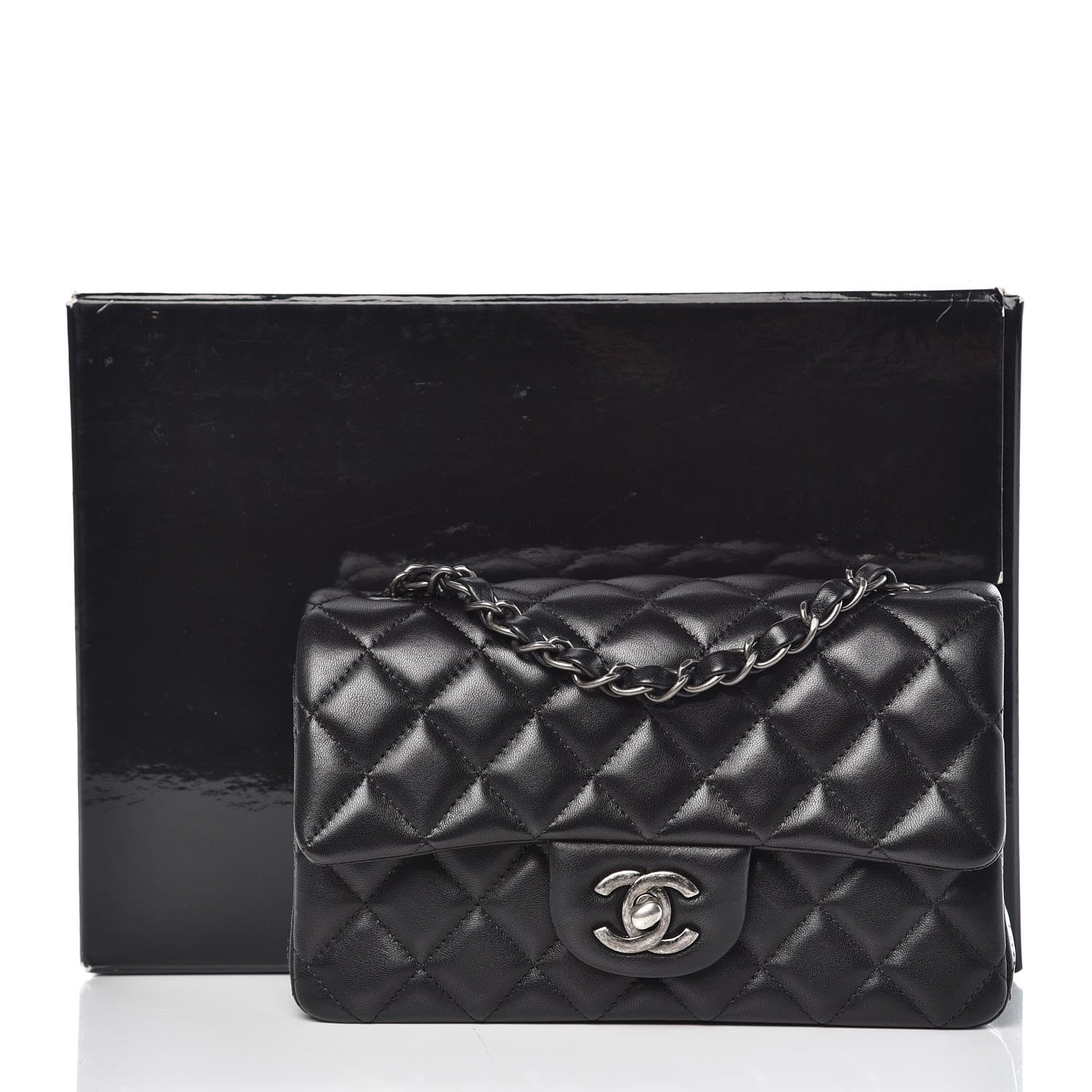 Chanel Lambskin Quilted Mini Rectangular Flap Black 8 of 8