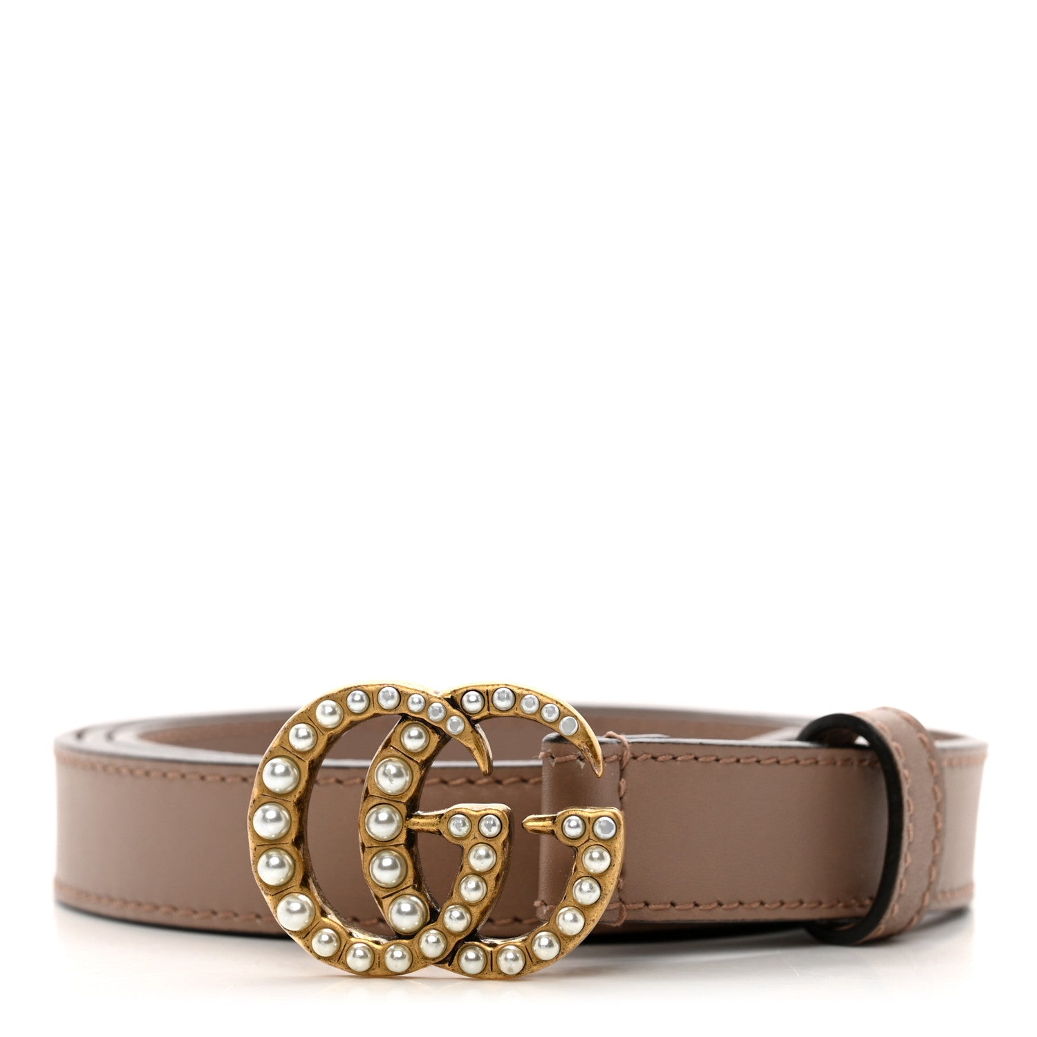Gucci Moon Calfskin Pearl Double G 20mm Belt 85 34 Porcelain Rose 2 of 5