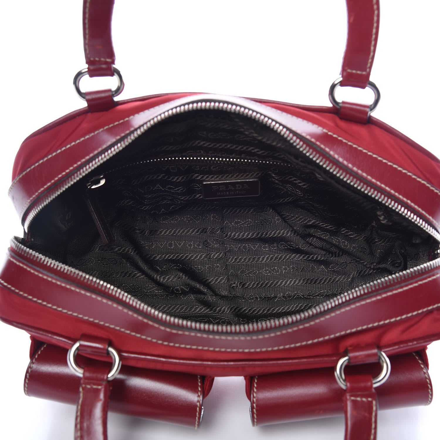 Prada Tessuto Nylon Front Pocket Tote Cherry 5 of 10