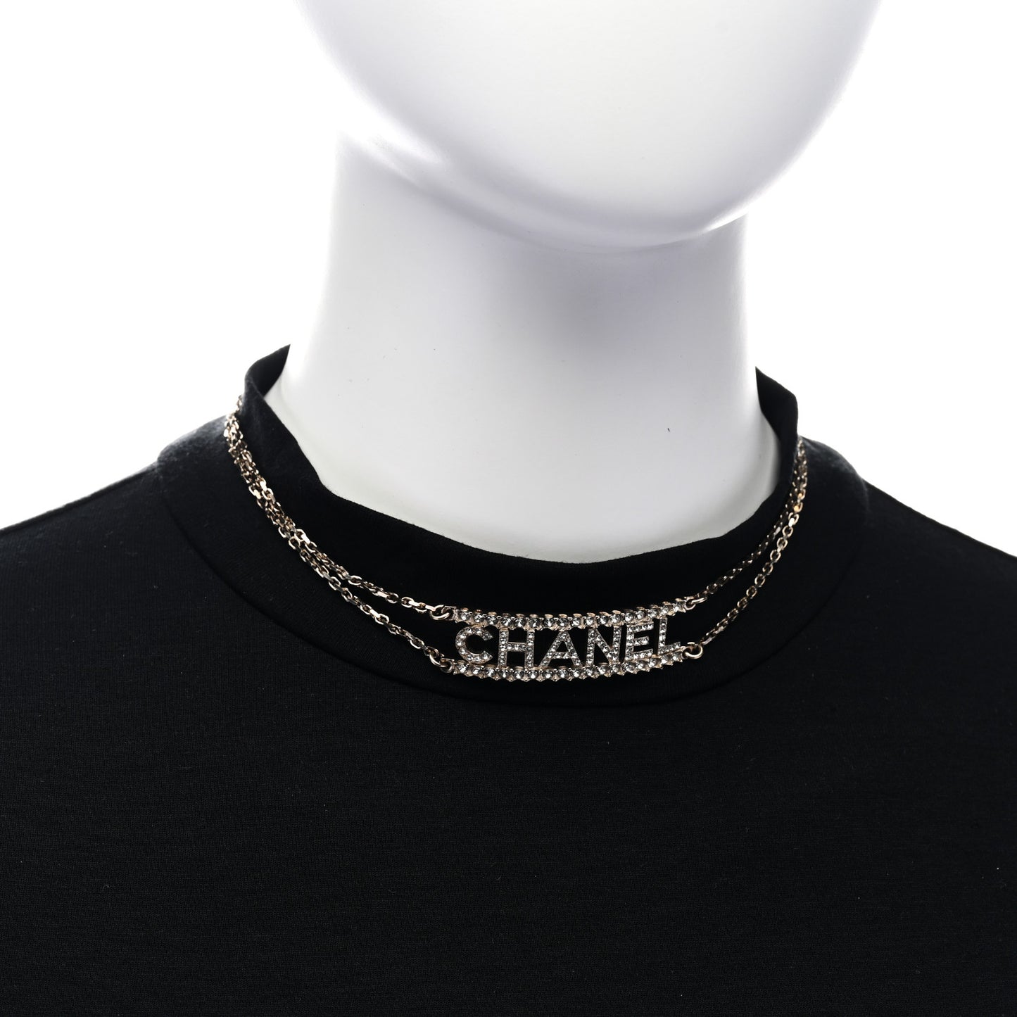 Metal Crystal Logo Choker Necklace Gold