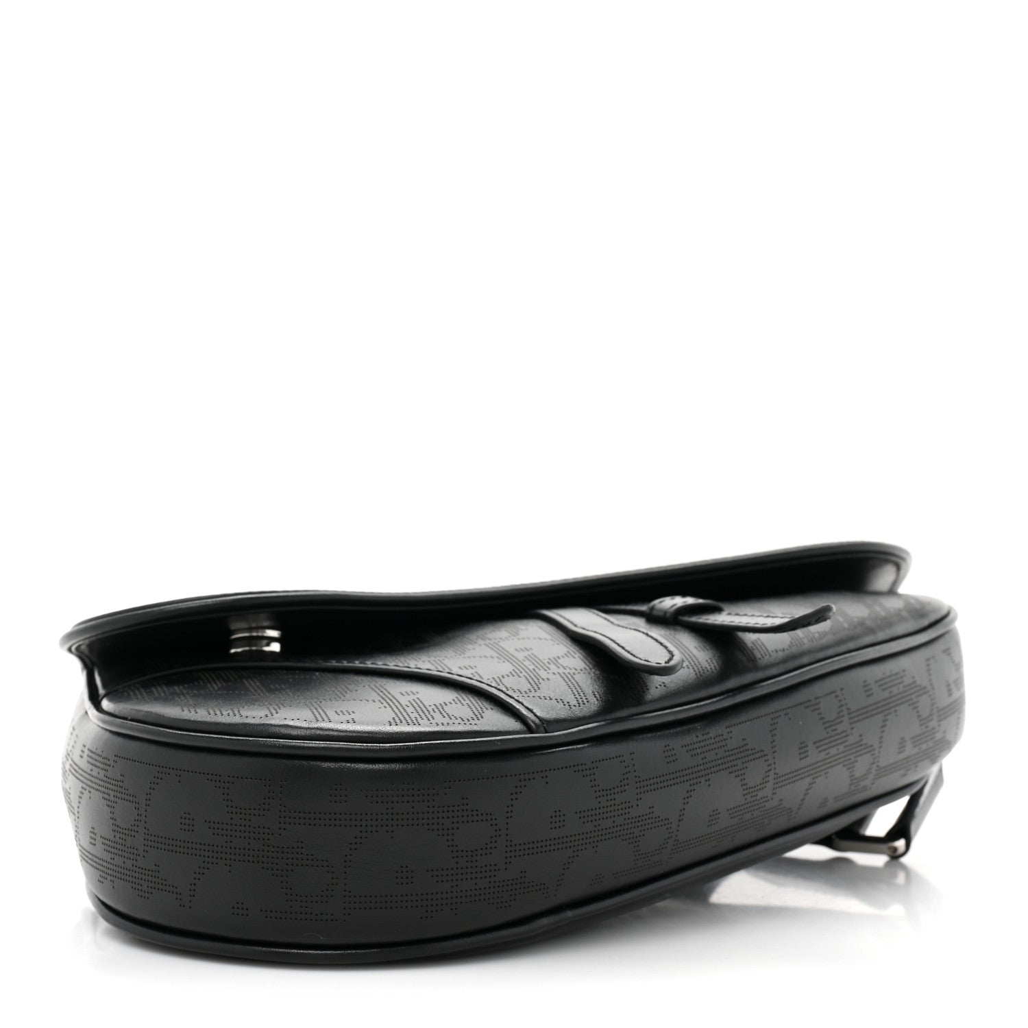 Christian Dior Calfskin Perforated Oblique Galaxy Mens Saddle Bag Black 4 of 9