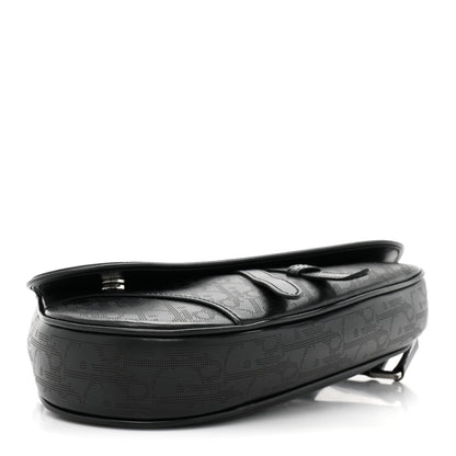 Christian Dior Calfskin Perforated Oblique Galaxy Mens Saddle Bag Black 4 of 9