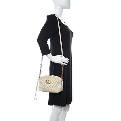 Gucci Calfskin Matelasse Small GG Marmont Chain Shoulder Bag White 2 of 15