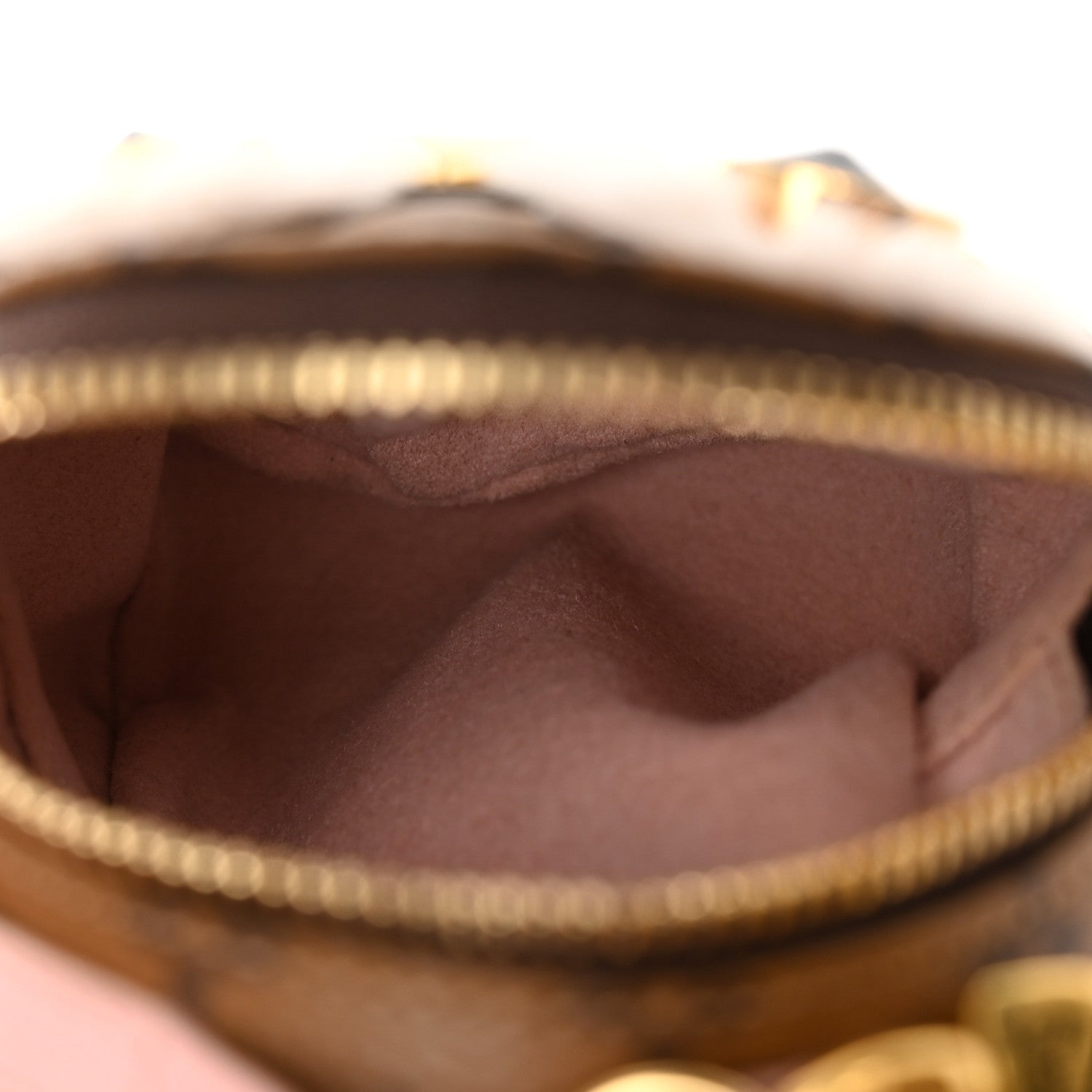 Louis Vuitton Monogram Calfskin Mink Fur Palm Springs Bear Bag Charm Key Holder Pink Brown 3 of 4