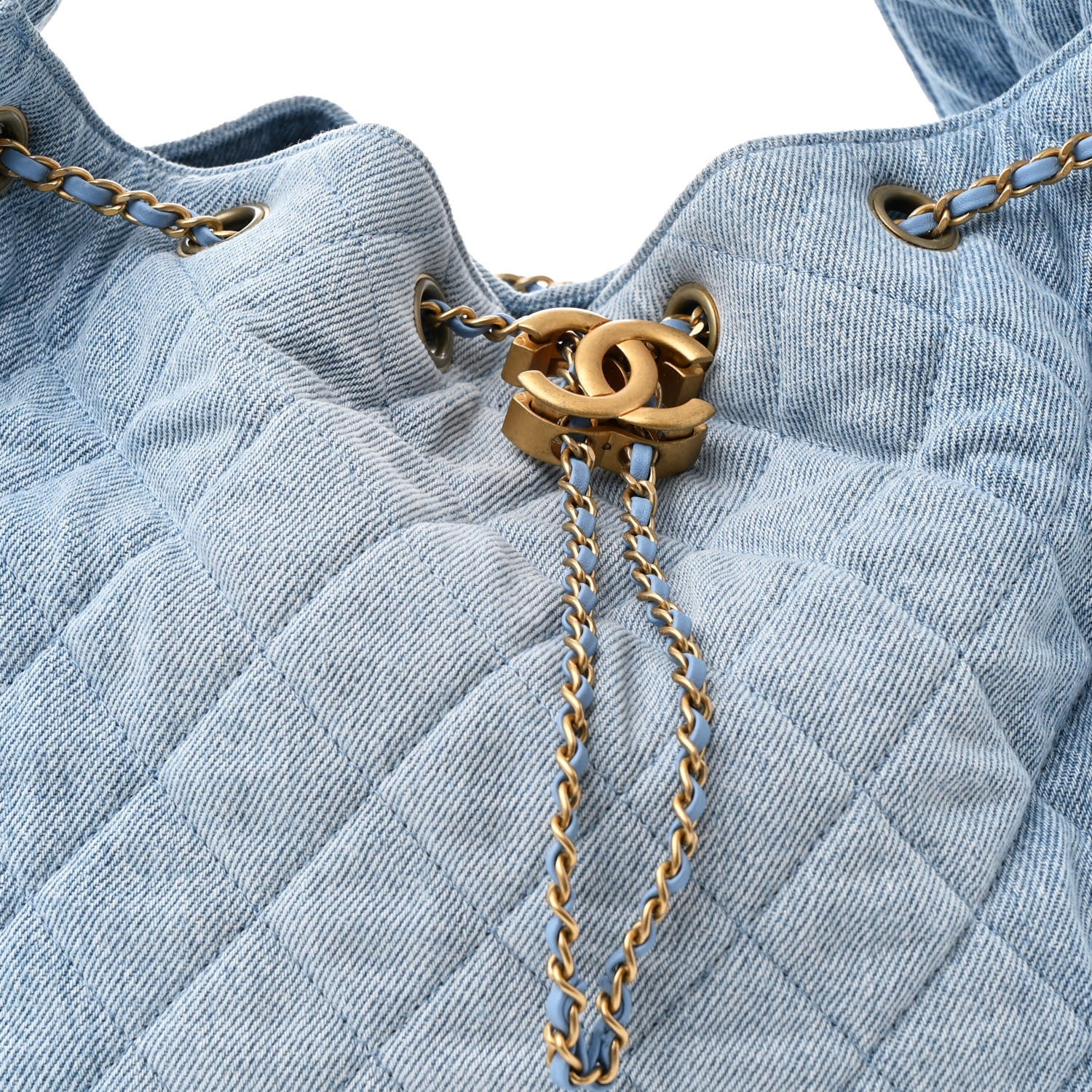 Chanel Washed Denim Quilted Medium Chanel 25 Handbag Blue 10 of 13