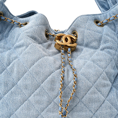 Chanel Washed Denim Quilted Medium Chanel 25 Handbag Blue 10 of 13