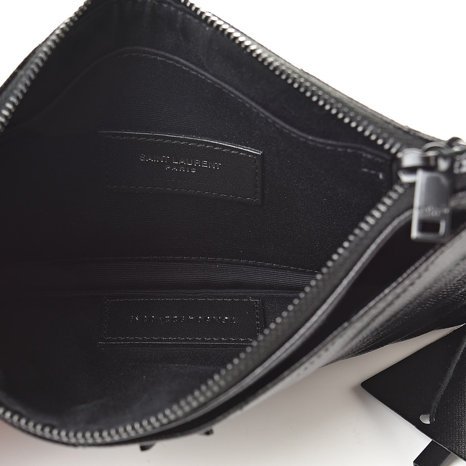 Saint Laurent Grain De Poudre Chevron Monogram Bill Pouch Black 5 of 8
