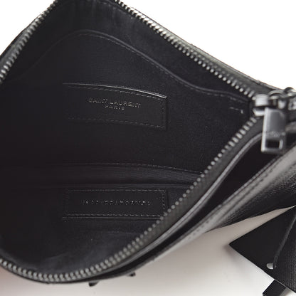 Saint Laurent Grain De Poudre Chevron Monogram Bill Pouch Black 5 of 8