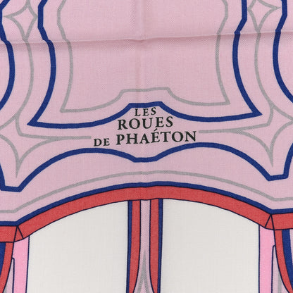 Hermes Cashmere Silk Les Roues De Phaeton Shawl 140 White Rose Jaune 3 of 6